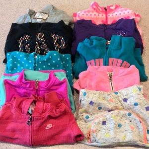 Toddler girl lot of sweatshirts/hooded zip ups
